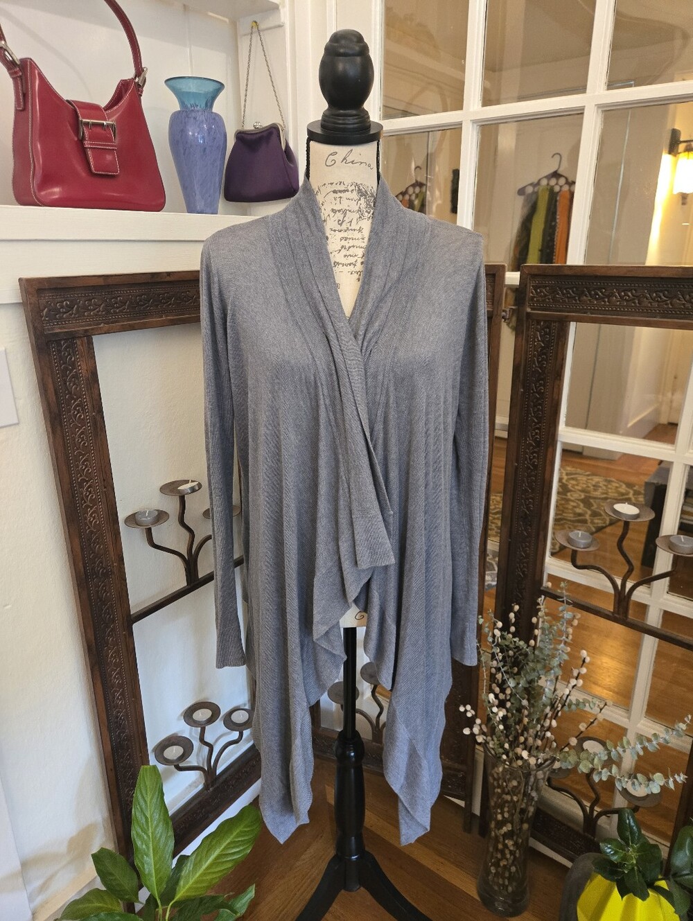 3 For $20: Vintage Steel Blue Open Cardigan, Sz S (Damaged)